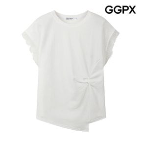 레이스 소매 언발 티셔츠 (GQ6TS034F)