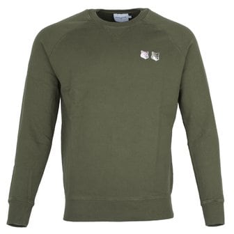 메종키츠네 남성 더블 폭스헤드 패치 면 맨투맨 셔츠 JM00330KM0001 P395 (KHAKI GREY)