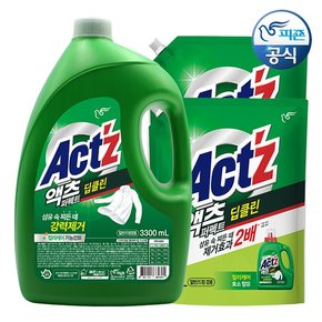 액츠 세탁세제 퍼펙트 딥클린 3.3L 용기+2.2L 리필 x 2개