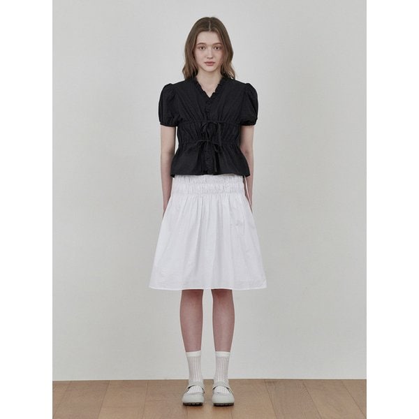 smoke shirring midi skirt ivory