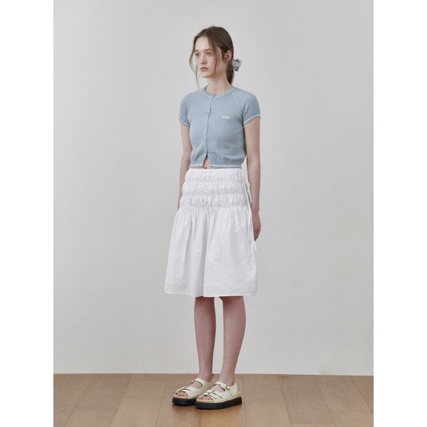 smoke shirring midi skirt ivory