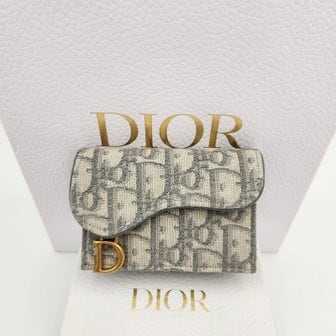 DIOR 디올 새들 플랩 카드 지갑 홀더 그레이 디올 오블리크 자카드