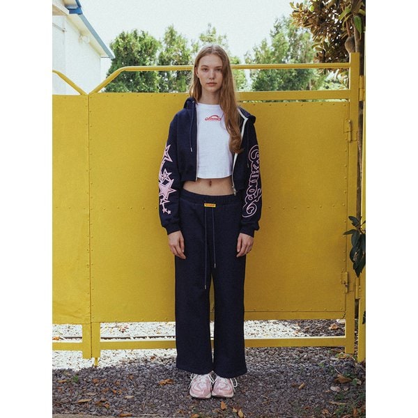 OMG cropped hoodie zip-up_NAVY