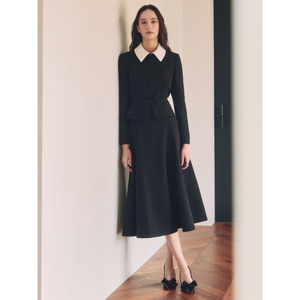 Fabiana / Belted Point A-line Skirt(2color)