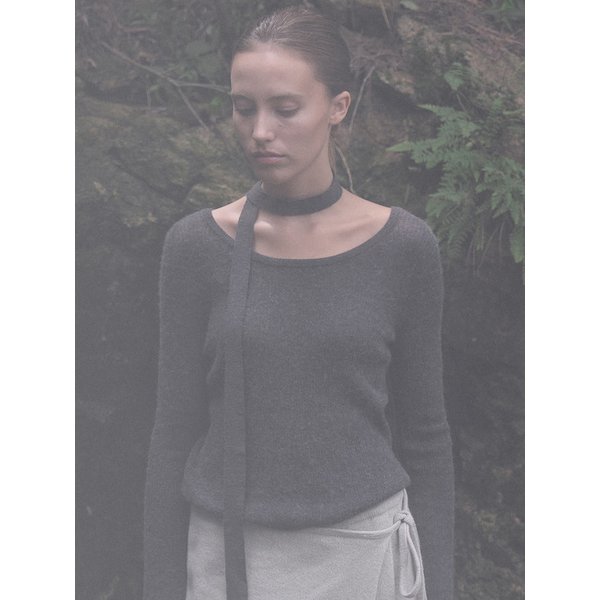 LT612 ALPACA BLENDED TIE KNIT, CHARCOAL