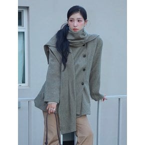 [유니 Pick] REFINE HIGH NECK HALF COAT (KHAKI)