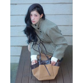 [유니 Pick] REFINE HIGH NECK HALF COAT (KHAKI)