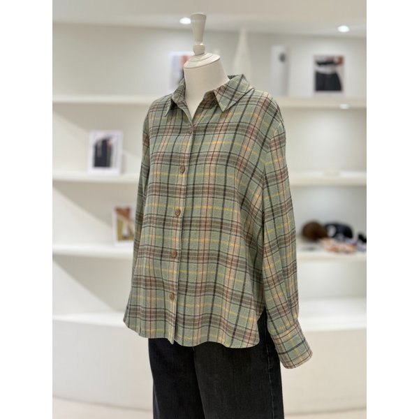 [여주점] 여성 소매 배색 체크 셔츠(L254MSC038)