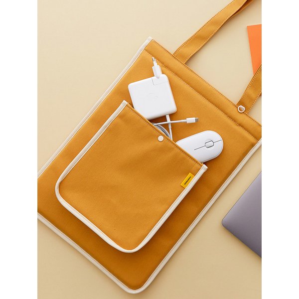 캔버스 스트랩 노트북 맥북 파우치 - 15인치