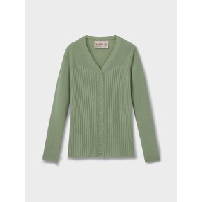 Light Green Ribbed silhouette Cardigans