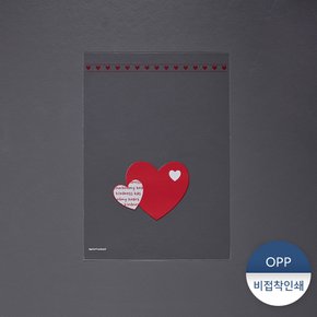 OPP비접착형인쇄봉투-레드하트 1묶음 (500장)