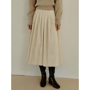 Small pleats leather skirt (ivory)