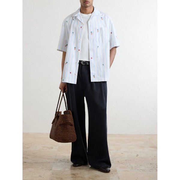 로자민 자수 스트라이프 코튼 포플린 셔츠 46376663162968006