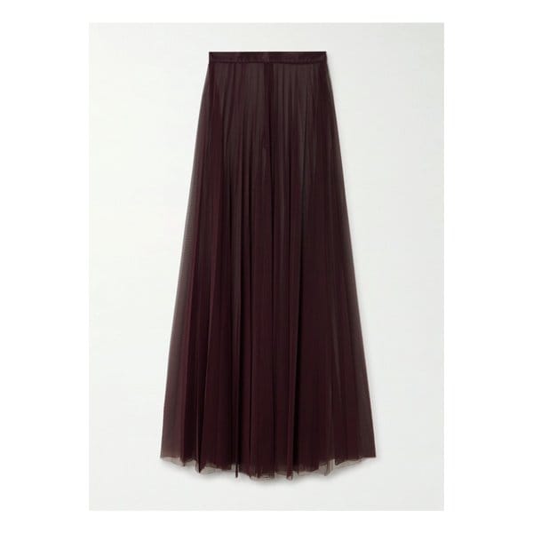 더프랭키샵 발렌 플리츠 메시 맥시 스커트 버건디 1647597360482618