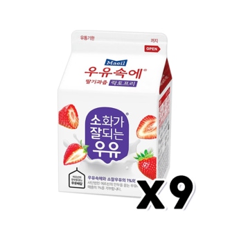  매일 우유속에딸기 락토프리 팩우유 300ml x 9개