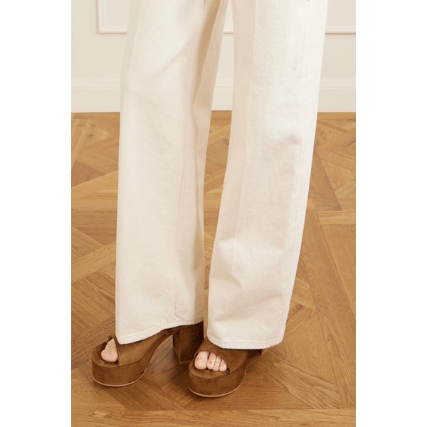 브라운 스웨이드 플랫폼 뮬 46376663163055185