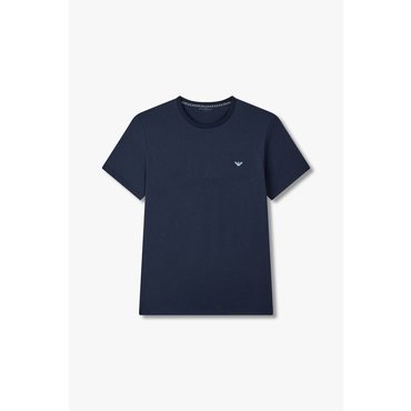 EMPORIO ARMANI 남성 이글 로고 자수 라운지 티셔츠(0814334005)