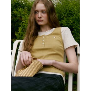 HENLY-NECK RIBBED SLEEVELESS (mustard green)