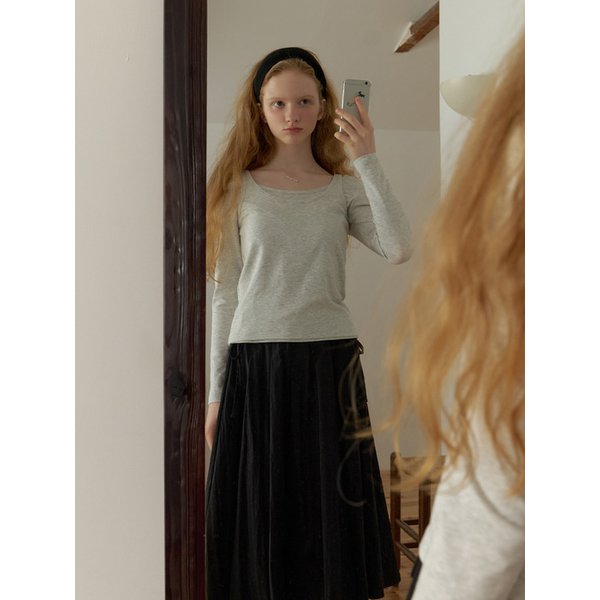 [리퍼브] Sou layered t-shirt_2piece (melange gray)