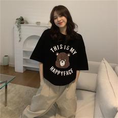 프리티글라라 여성 반팔 티셔츠 루즈핏 프린팅 박시티 t-08-L (S13874411)