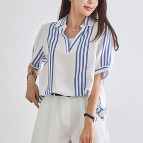 오픈카라넥 스트라이프 블라우스 NK52 TS 12_P390775411