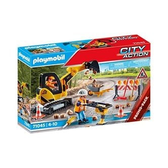  독일 플레이모빌 자동차 소방차 PLAYMOBIL City Action 71045 Road Construction Including Exca