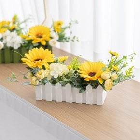 로아 해바라기 수국 울타리 화분 set 16cm 인테리어 조화 테이블 장