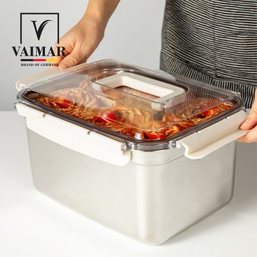  [BIZ][VAIMAR] 바이마르 스테인레스 304 밀폐 핸들형 7L 대용량 김치통 1p