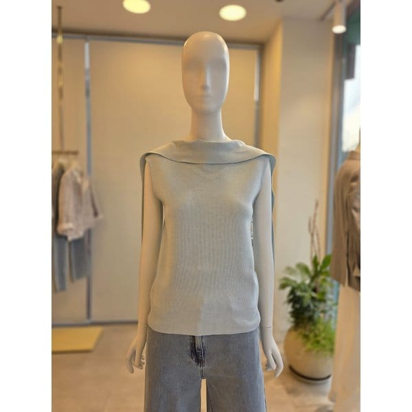 [여주점] [더 아이잗] 여성 울 머플러넥 슬리브리스 니트(IS3A1PO071)