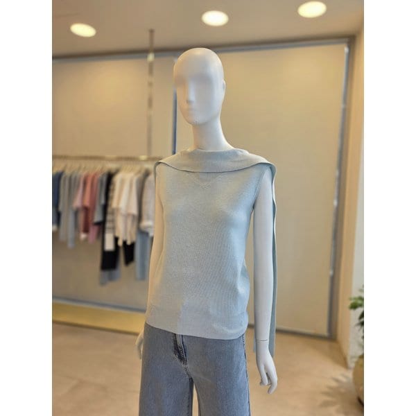 [여주점] [더 아이잗] 여성 울 머플러넥 슬리브리스 니트(IS3A1PO071)