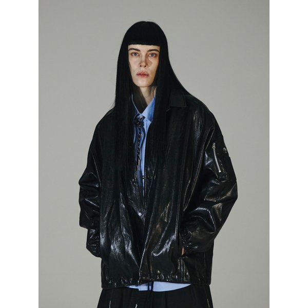 SILK PATCHED PVC COATCH JACKET 실크 패치 PVC 코치 자켓