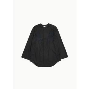씨올 26SS Minimal Collarless Shirts, Black Harp