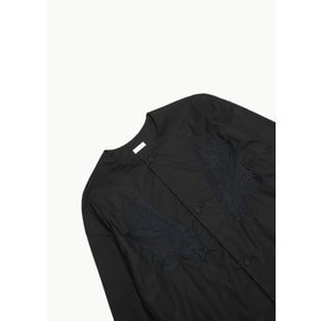 씨올 26SS Minimal Collarless Shirts, Black Harp