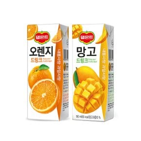 [롯데 델몬트 오렌지 드링크 190ml 24팩+망고 드링크 24팩 총 48팩