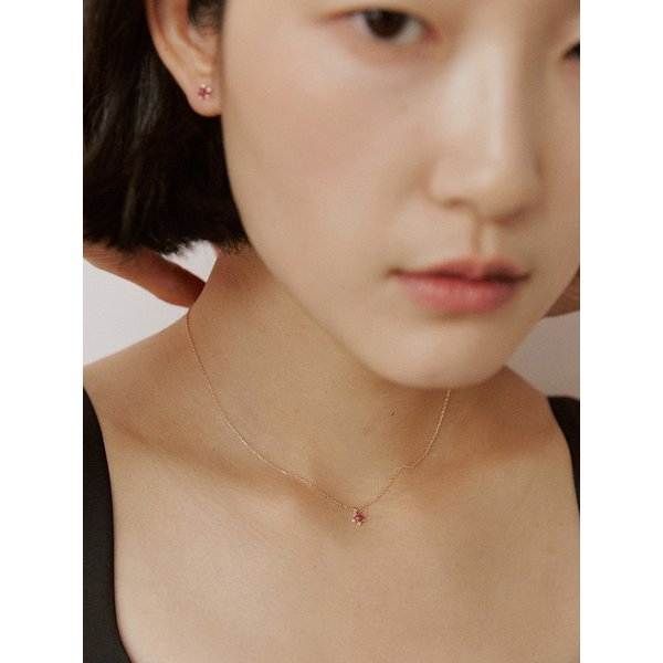 [14K] 다이아몬드 루비 목걸이