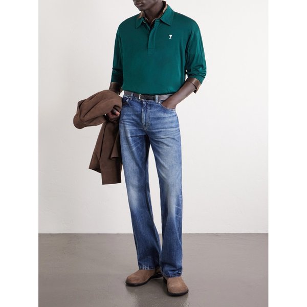 로고 자수 코튼 저지 티셔츠 46376663163015931