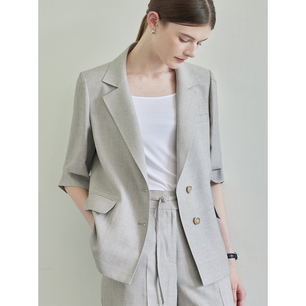 Tuck Sleeve Tailoring Jacket_Melange Beige