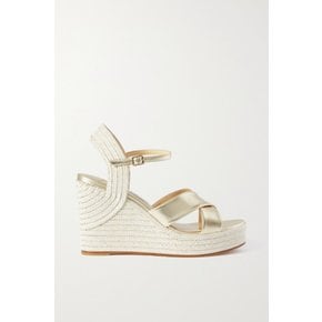 Dellena 100 Metallic Leather Espadrille Wedge Sandals 베이지