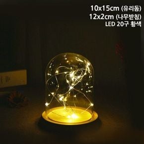 19호 LED 원목받침 타원유리돔 용기