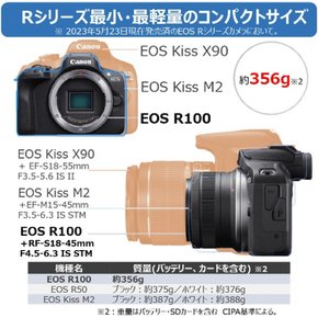 캐논 EOS R100 미러리스 SLR 카메라 블랙 (싱글 바디)