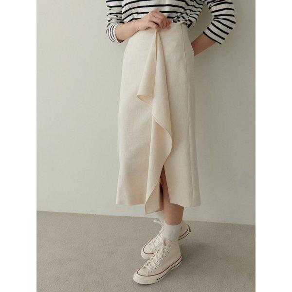 [리퍼브] RUFFLE MIDI SKIRT ECRU