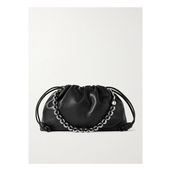 플라멩코 라지 텍스처 가죽 숄더 백 블랙 1647597352098146