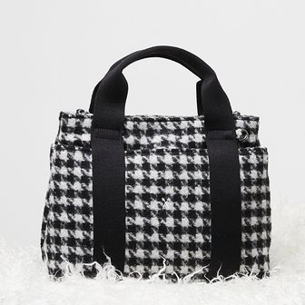 조셉앤스테이시 Stacey Daytrip Houndstooth Tote S Black