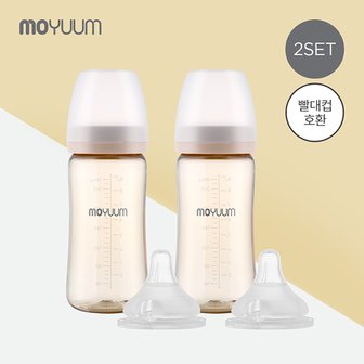 모윰 PPSU 노꼭지 올인원 젖병 270ml 2팩+젖꼭지(2ea)