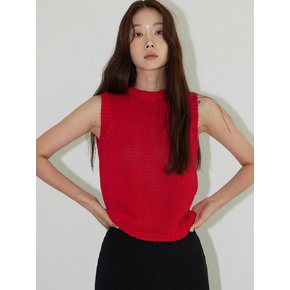 knit sleeveless_red