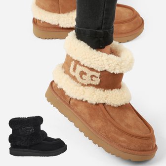 UGG 울트라 미니 플러프 빅키즈 체스넛 블랙 숏부츠