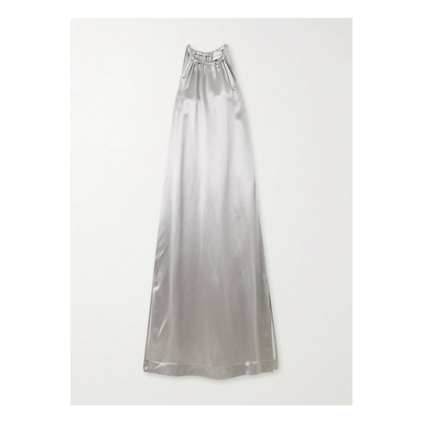 루루 드 시종 모렌 메탈릭 실크 혼방 샤르뫼즈 미디 드레스 실버 1647597325018703