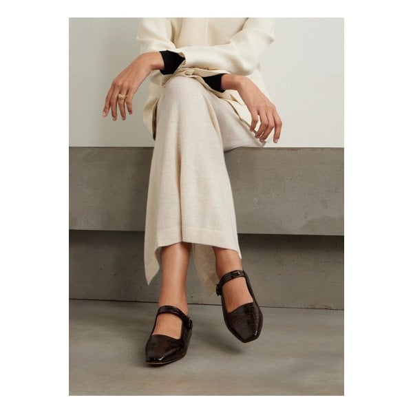 엠 파슨스 트라몬토 크로커다일 이펙트 가죽 메리 제인 발레리나 플랫 브라운 1647597337562836