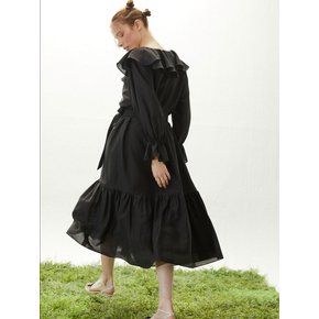 pink katiacho Ruffle Collar Tencel Dress Summer Black