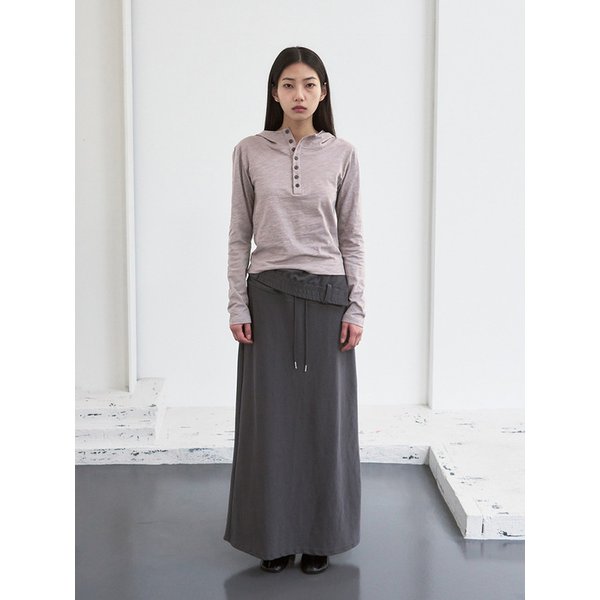 슬럽 버튼 후드 티셔츠 [ash gray]